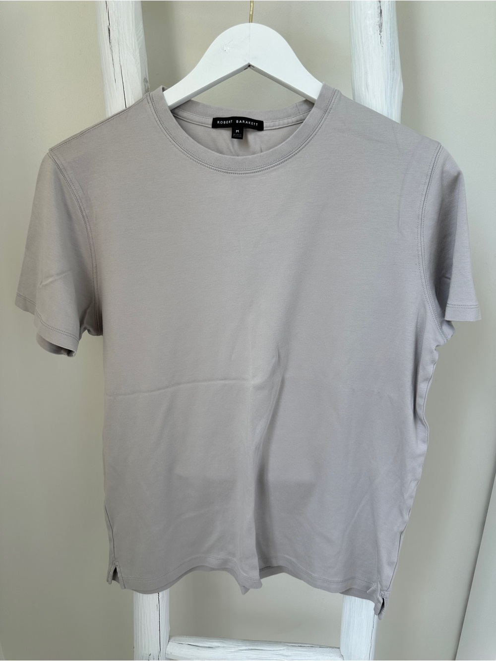 Robert Barakett Men’s Georgia Pima Cotton Crew Neck Tee in Chalk Color Size M